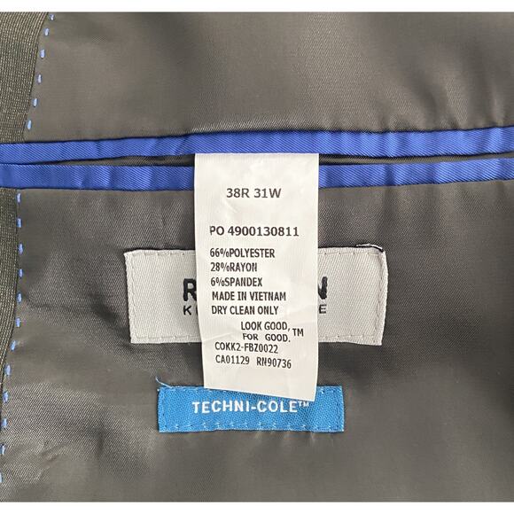 Kenneth Cole Reaction Men's 38 Regular Suit Jacket Flex Fabric Dark Grey NEW - Picture 9 of 9